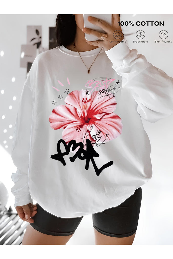 Premium Oversize Kesim Uzun Kollu Baskılı Sweatshirt