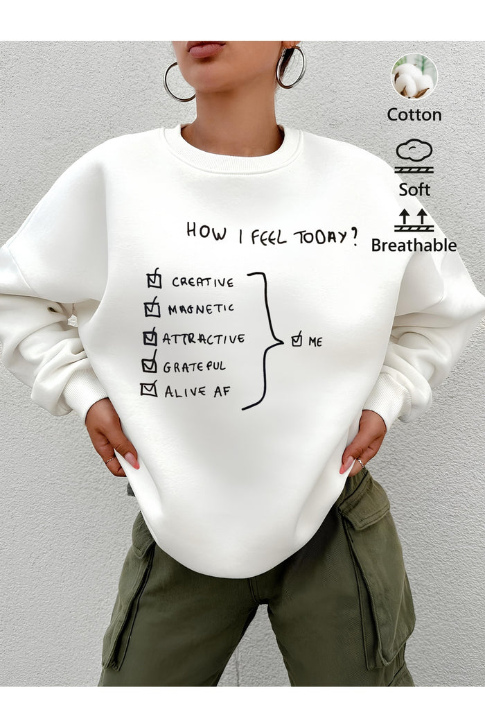 Premium Oversize Kesim Uzun Kollu Baskılı Sweatshirt