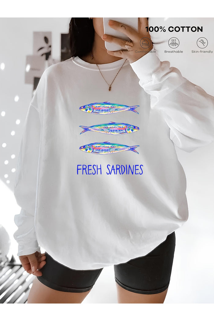 Premium Oversize Kesim Uzun Kollu Baskılı Sweatshirt