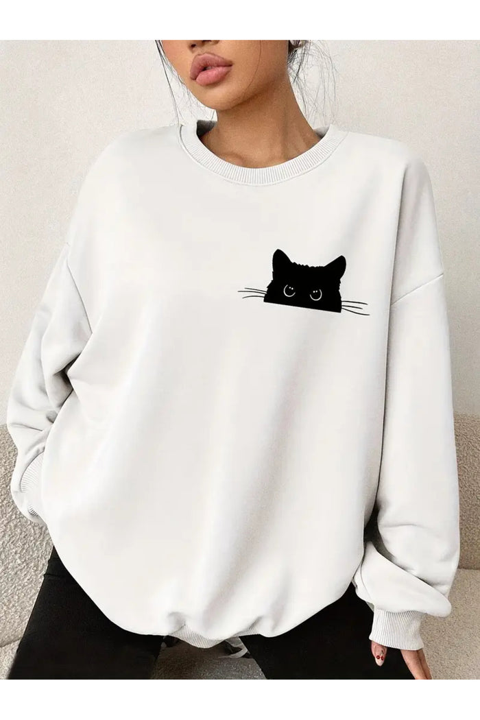 Premium Oversize Kesim Uzun Kollu Baskılı Sweatshirt
