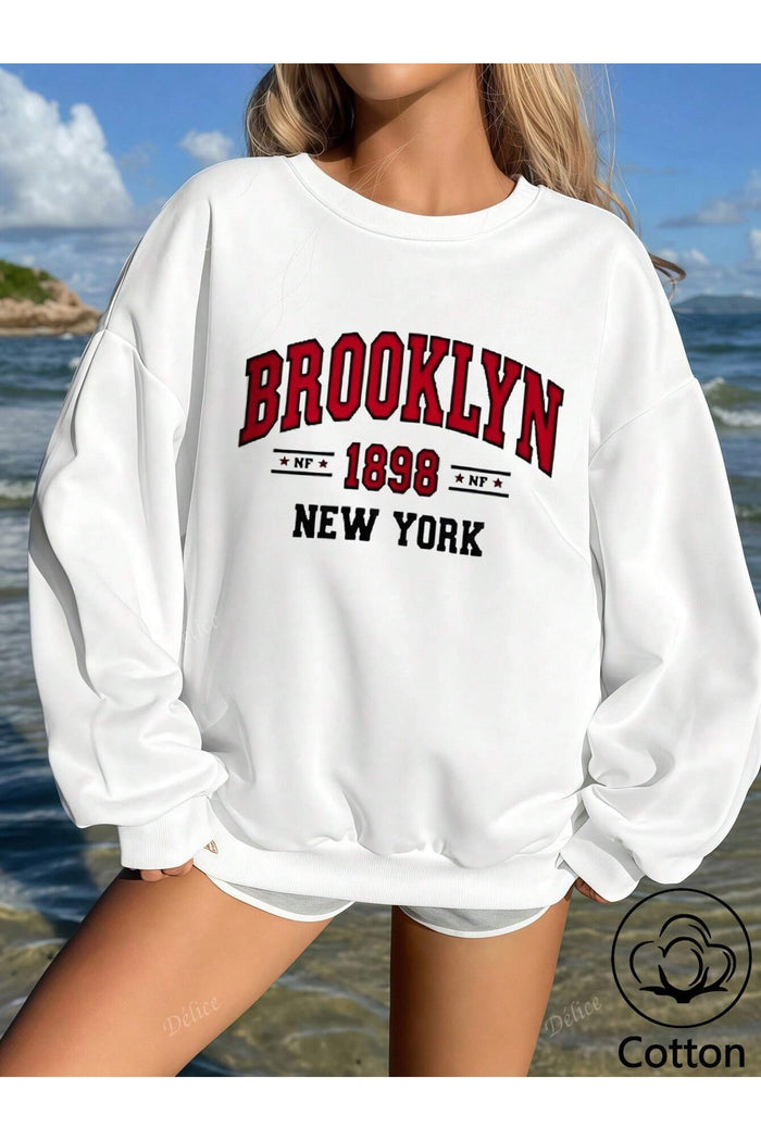 Premium Oversize Kesim Uzun Kollu Baskılı Sweatshirt