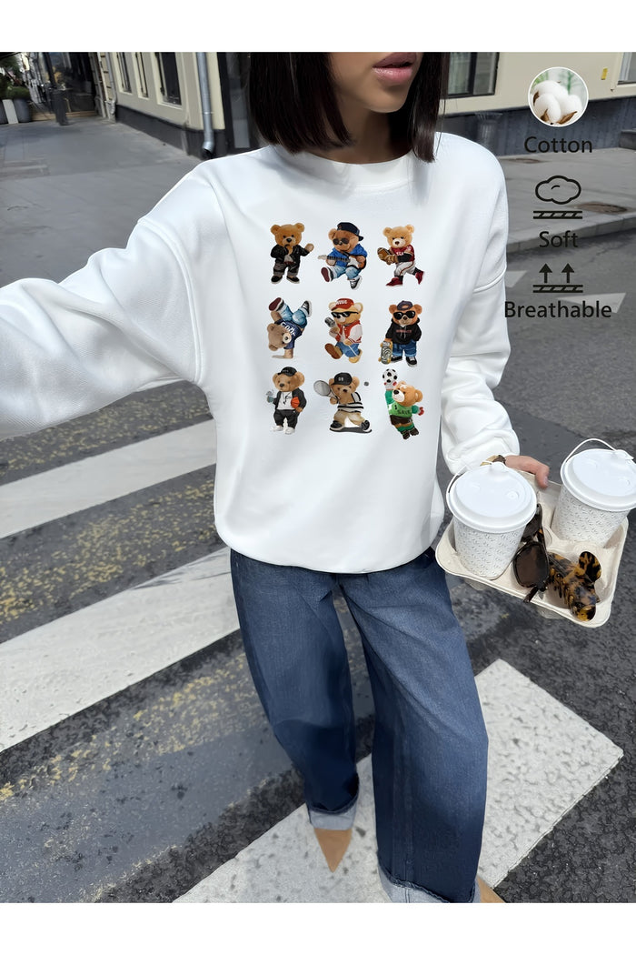 Premium Oversize Kesim Uzun Kollu Baskılı Sweatshirt