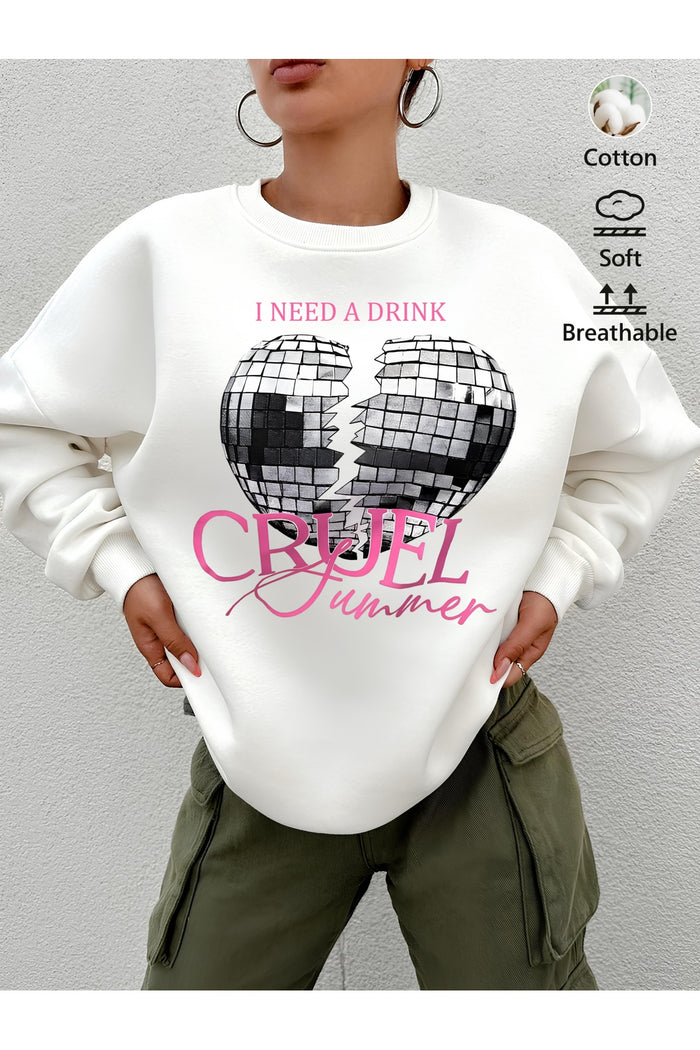 Premium Oversize Kesim Uzun Kollu Baskılı Sweatshirt