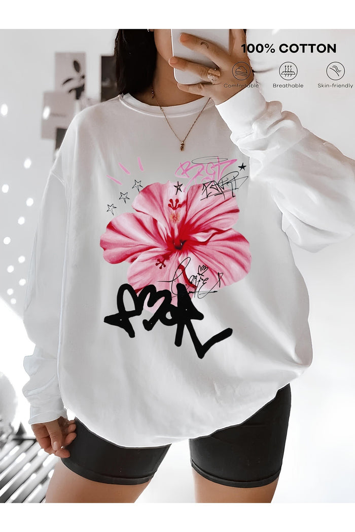 Premium Oversize Kesim Uzun Kollu Baskılı Sweatshirt