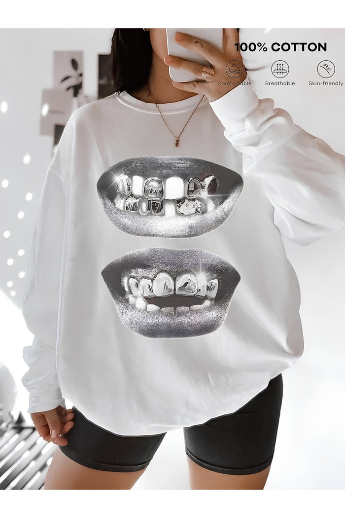 Premium Oversize Kesim Uzun Kollu Baskılı Sweatshirt