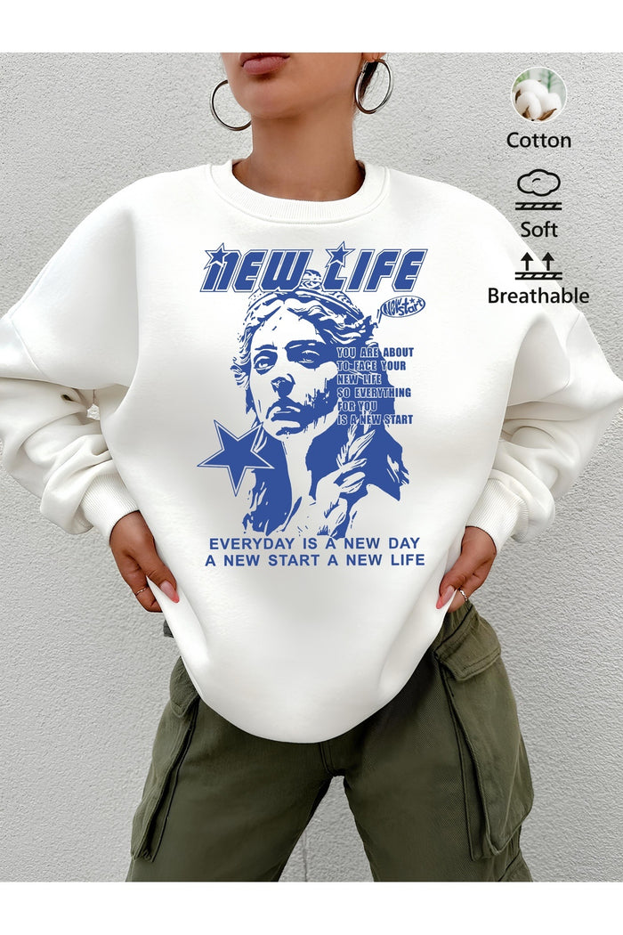 Premium Oversize Kesim Uzun Kollu Baskılı Sweatshirt