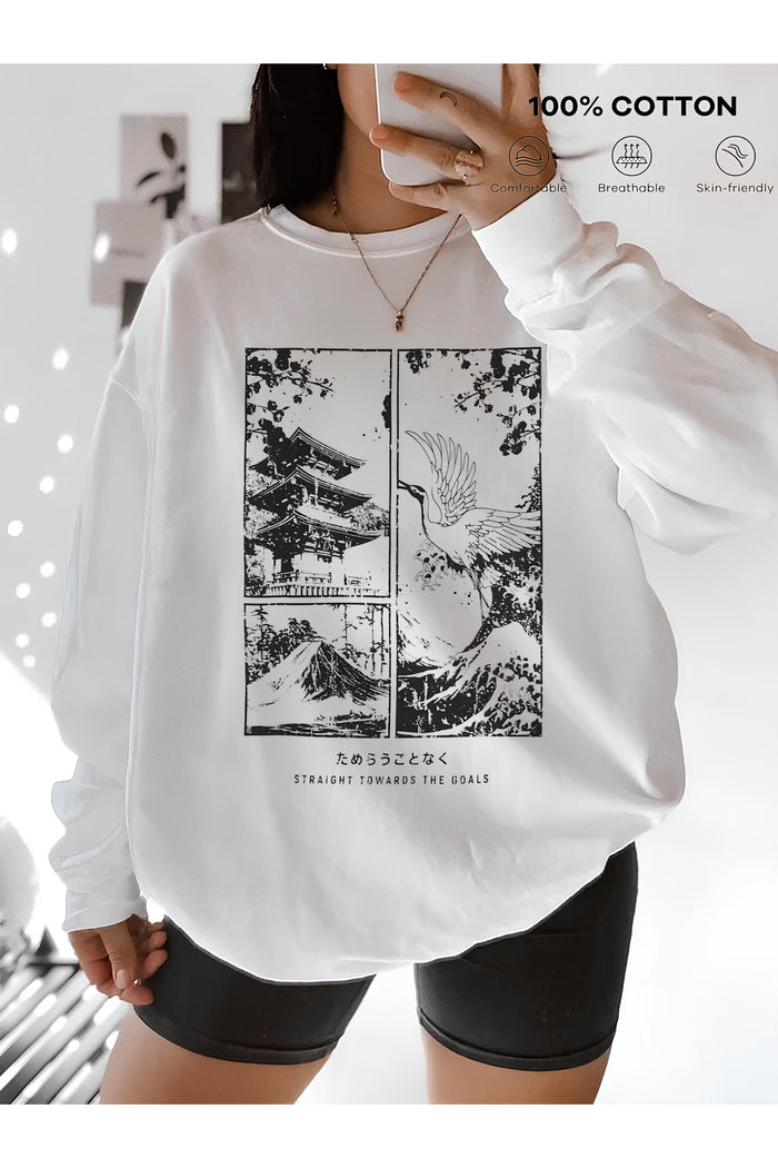 Premium Oversize Kesim Uzun Kollu Baskılı Sweatshirt