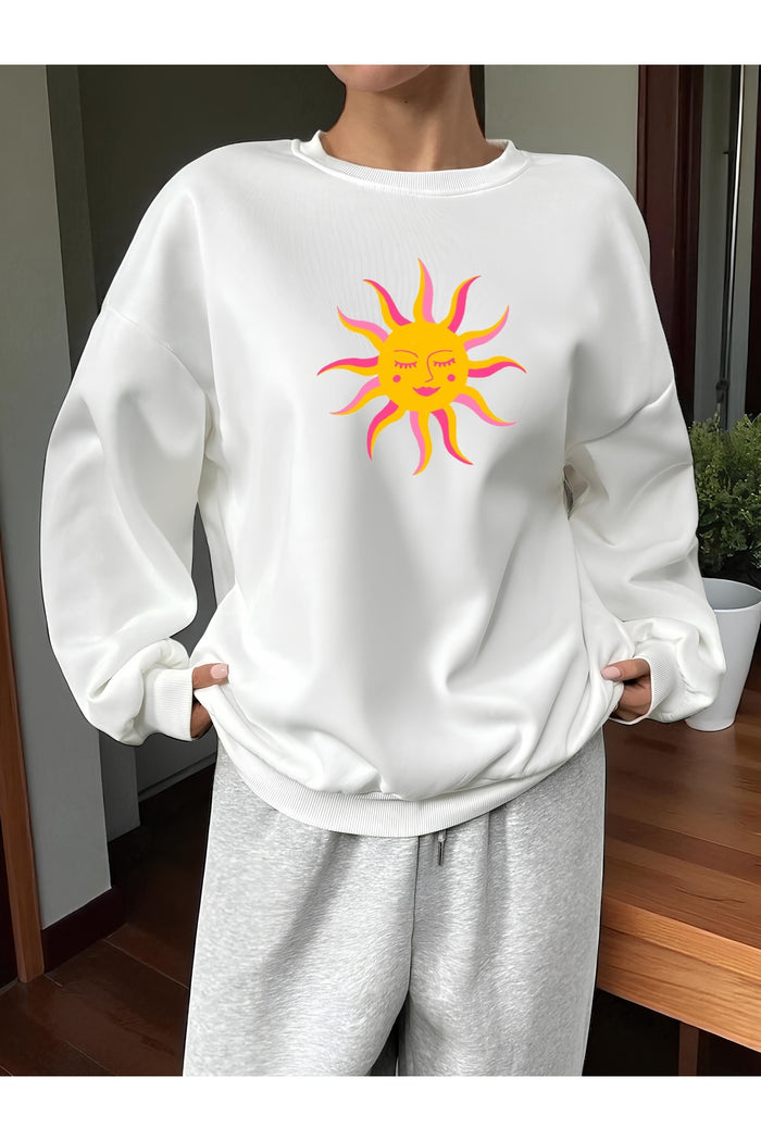 Premium Oversize Kesim Uzun Kollu Baskılı Sweatshirt