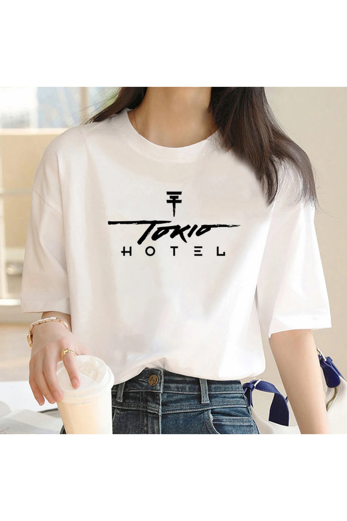 Beyaz Baskılı Organik Pamuk Oversize T-shirt