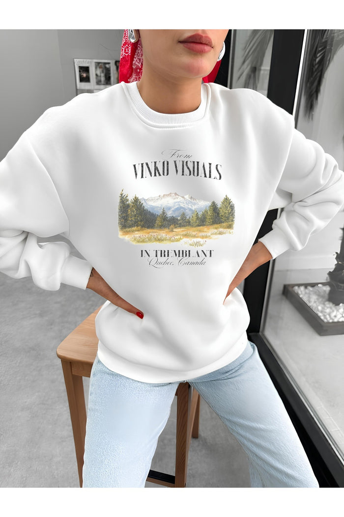 Premium Oversize Kesim Uzun Kollu Baskılı Sweatshirt