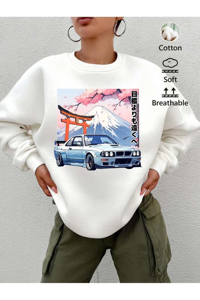 Premium Oversize Kesim Uzun Kollu Baskılı Sweatshirt