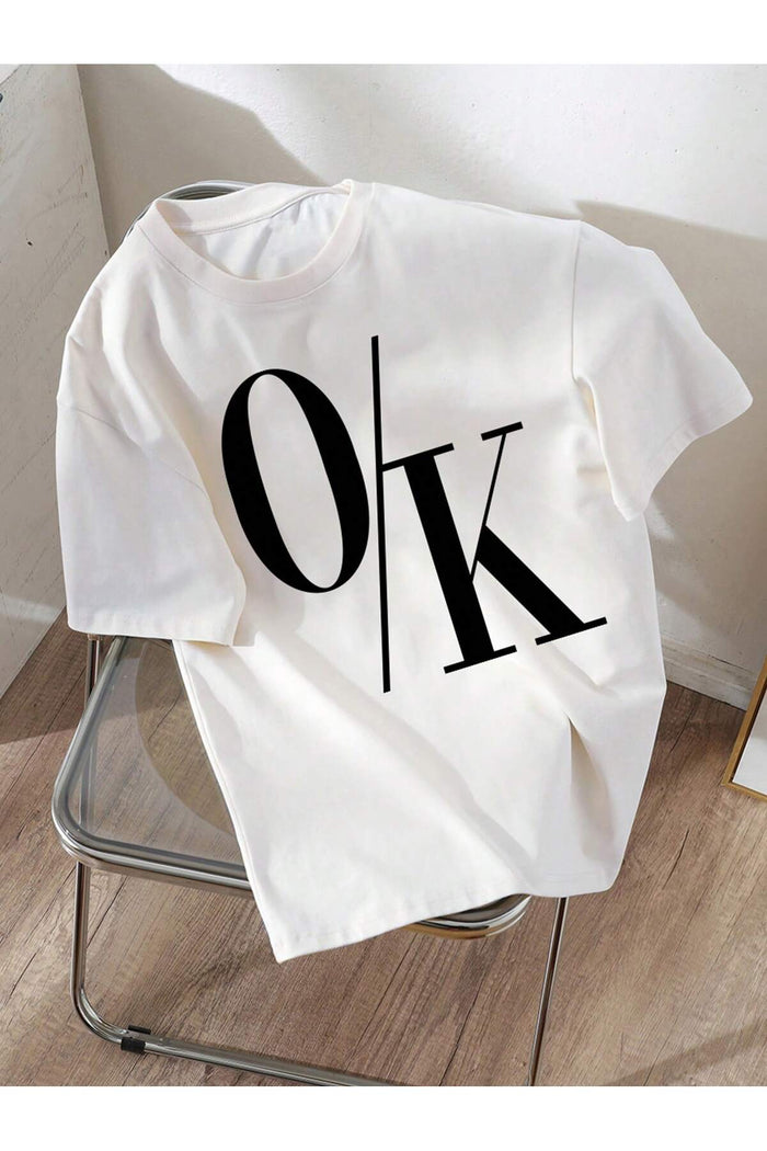 Unisex Beyaz Baskılı Organik Pamuk Oversize Kesim T-shirt