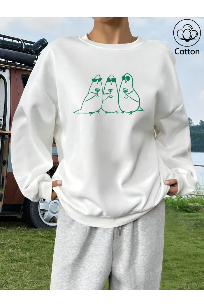 Premium Oversize Kesim Uzun Kollu Baskılı Sweatshirt