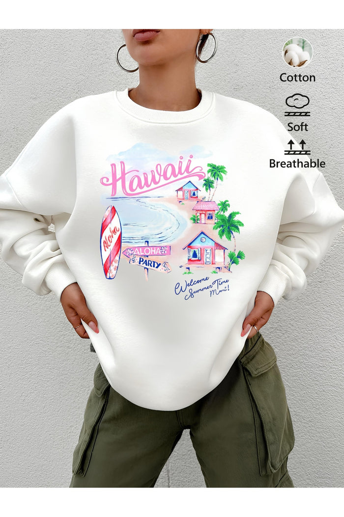 Premium Oversize Kesim Uzun Kollu Baskılı Sweatshirt