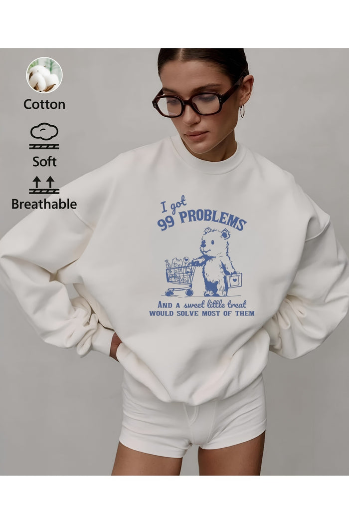 Premium Oversize Kesim Uzun Kollu Baskılı Sweatshirt