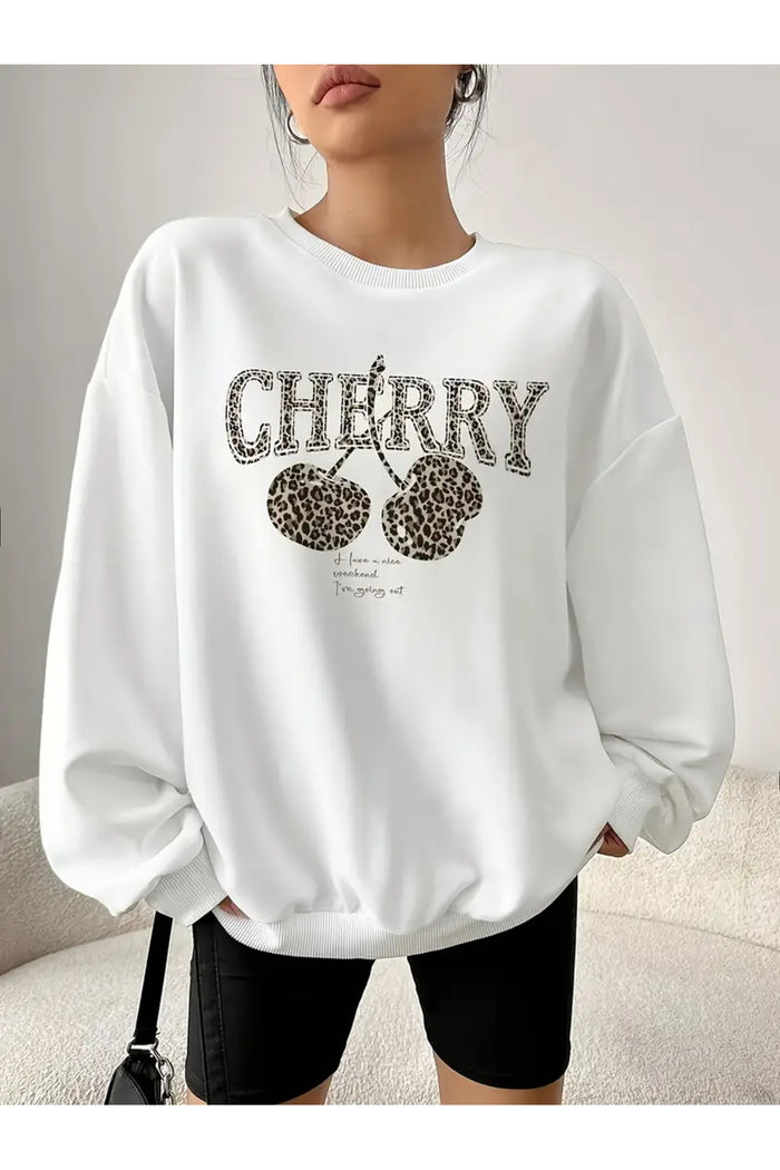 Premium Oversize Kesim Uzun Kollu Baskılı Sweatshirt