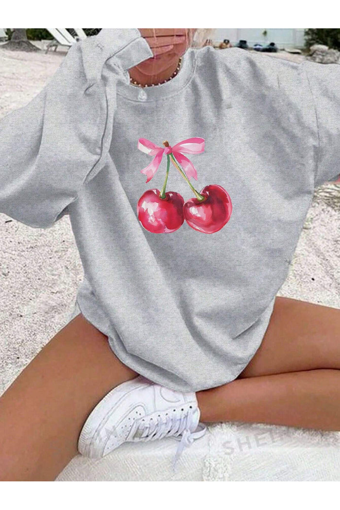 Oversize Kesim Baskılı Şardonlu Organik Pamuk Sweatshirt