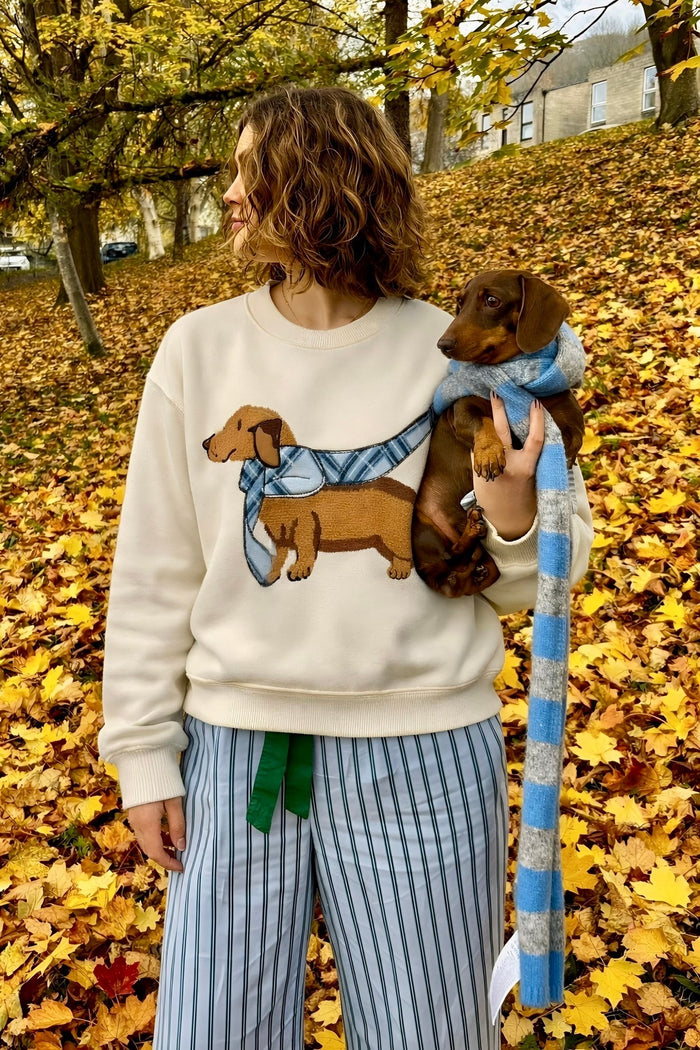 Beyaz Baskılı Organik Pamuk Sweatshirt