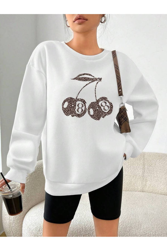 Oversize Kesim Baskılı Şardonlu Organik Pamuk Sweatshirt