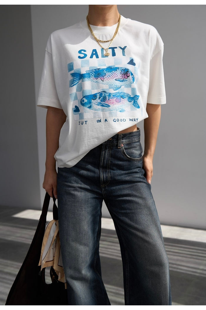 Oversize Kesim Kısa Kollu Baskılı T-shirt