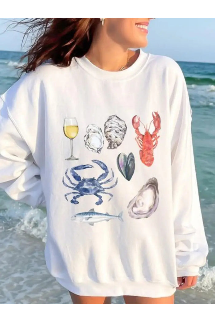 Premium Oversize Kesim Uzun Kollu Baskılı Sweatshirt