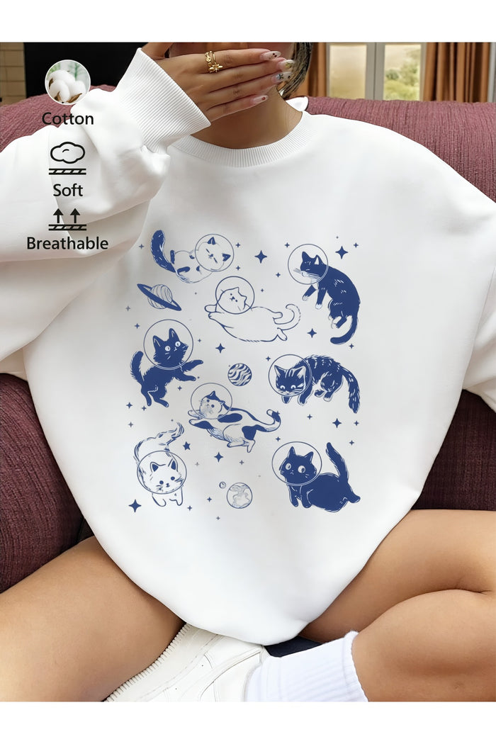 Premium Oversize Kesim Uzun Kollu Baskılı Sweatshirt
