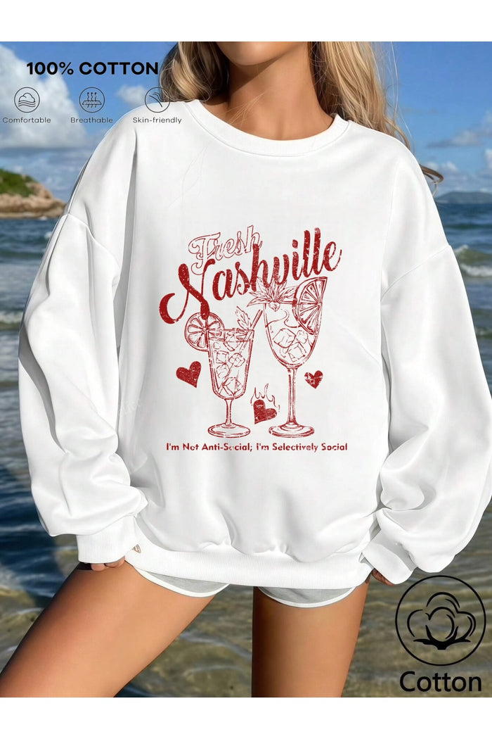 Premium Oversize Kesim Uzun Kollu Baskılı Sweatshirt