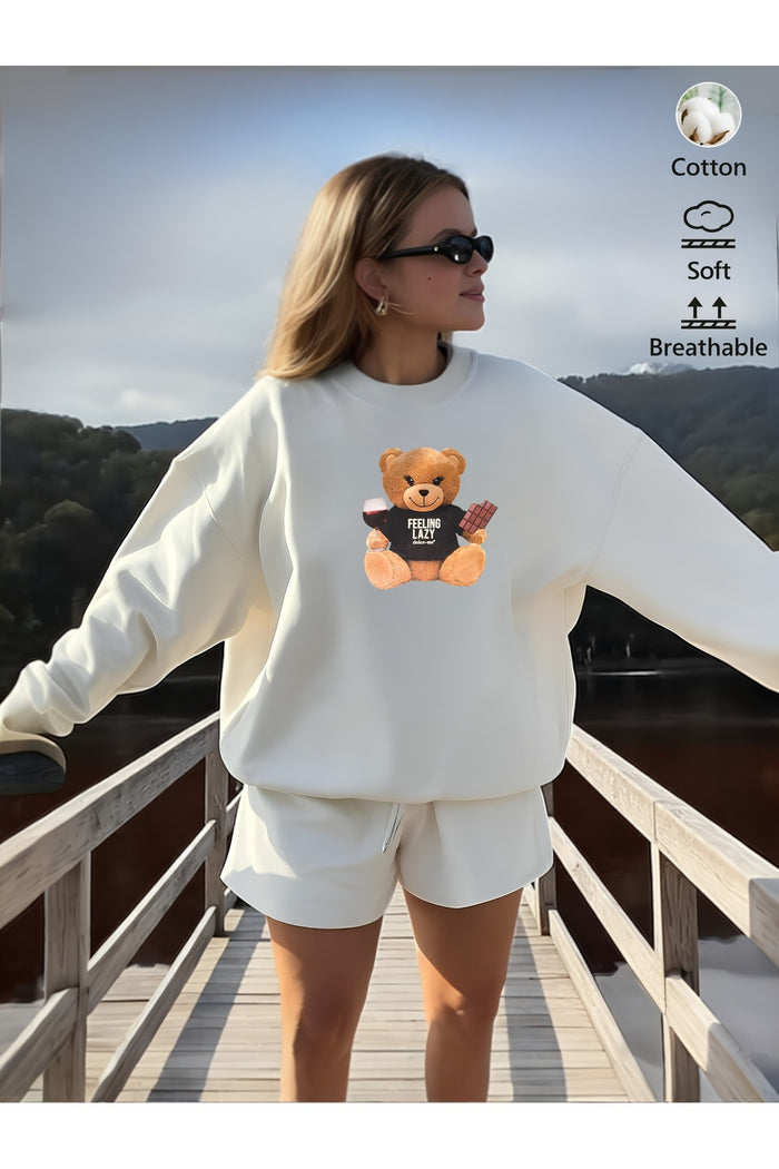 Premium Oversize Kesim Uzun Kollu Baskılı Sweatshirt