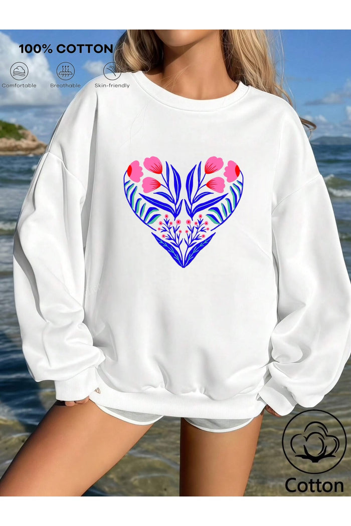 Premium Oversize Kesim Uzun Kollu Baskılı Sweatshirt